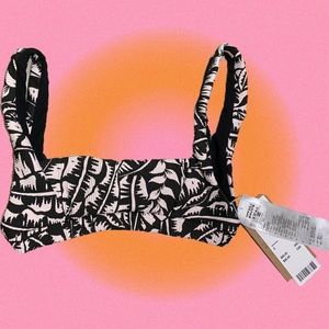 billabong x uo black/white square neck bikini top